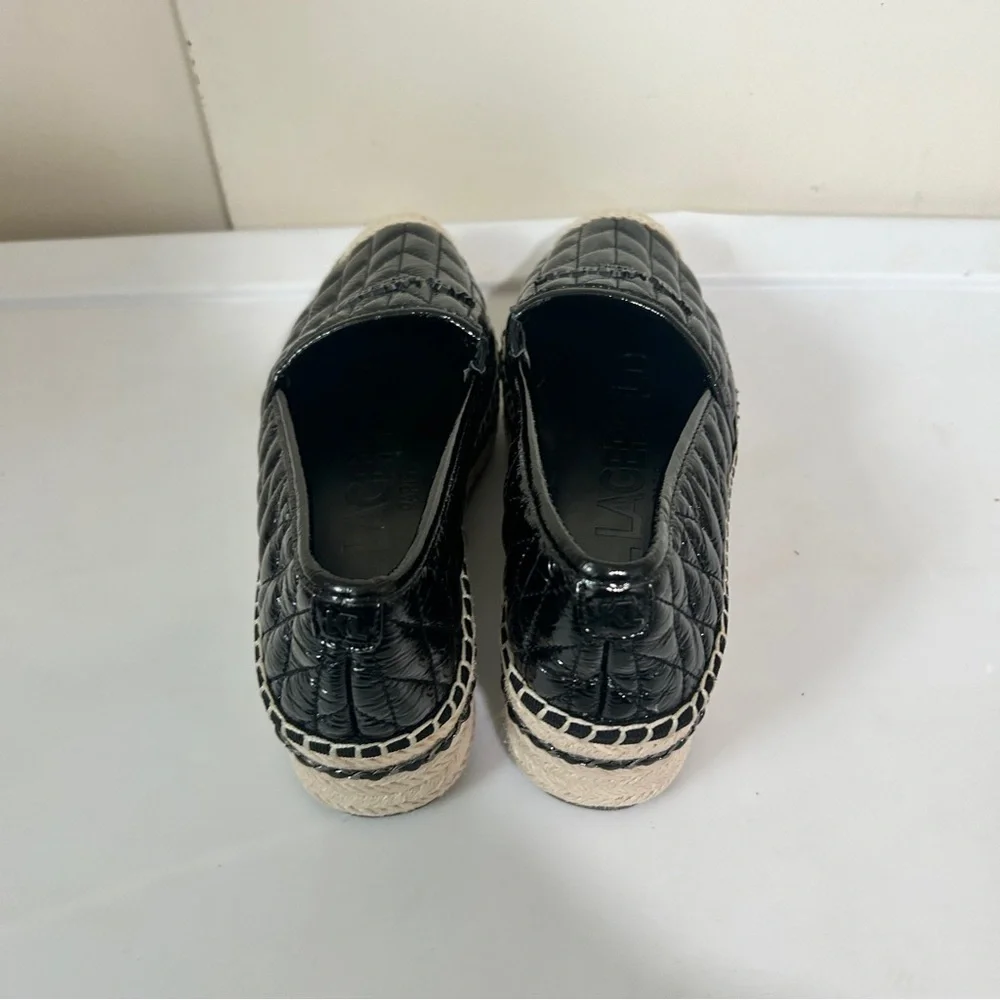 Karl Lagerfeld Paris Dalia Black Quilted Platform Espadrilles